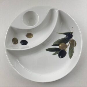 Elegant White Ceramic Olive Design Divided Plate Tray Dish Tabletops Gallery